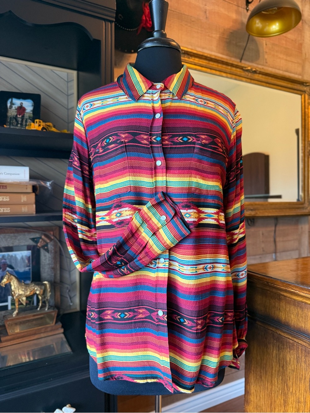 Stetson Multicolor Striped Western Button-Up Blouse